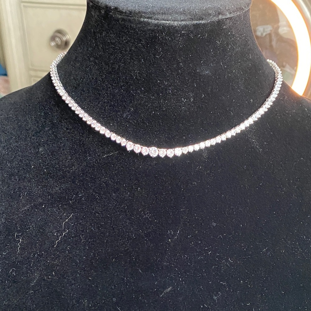 Macy's Elegant Silver Necklace with Sparkling Gems